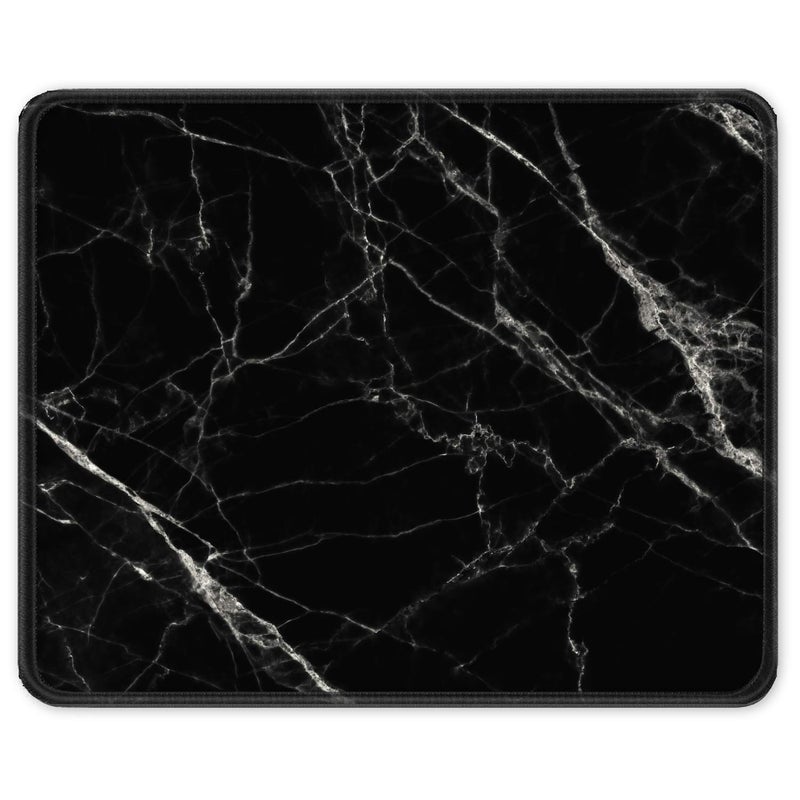 Auhoahsil Mouse Pad, 12 x 10 in Nature Marble Theme Computer Mouse Pad for Desk, Premium-Textured Non-Slip Rubber Stitched Edges Waterproof Square Mouse Mat for Gaming Work Wireless Mice, Black - Image 1